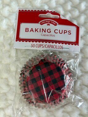 Holiday Time Baking Cups 50pc Red & Black Checkered Plaid